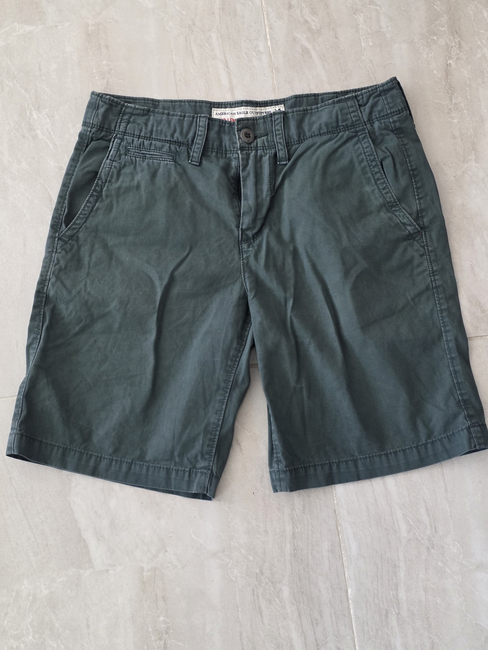 American Eagle Outfitters Dark Green Cotton Flat Front Shorts
